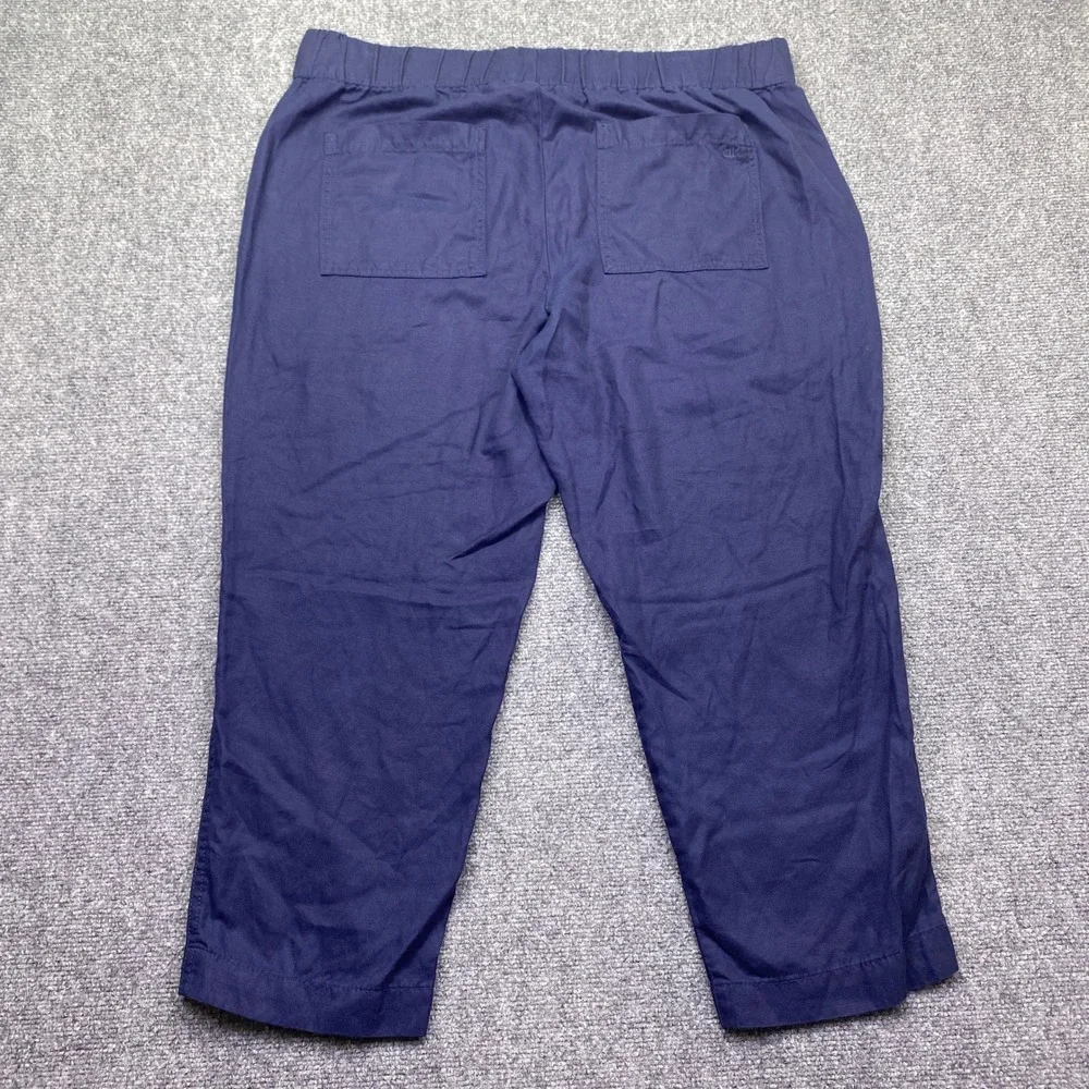 Banana Republic Navy Blue Linen Lyocell Blend Elastic Waist Pants XL Boho Preppy